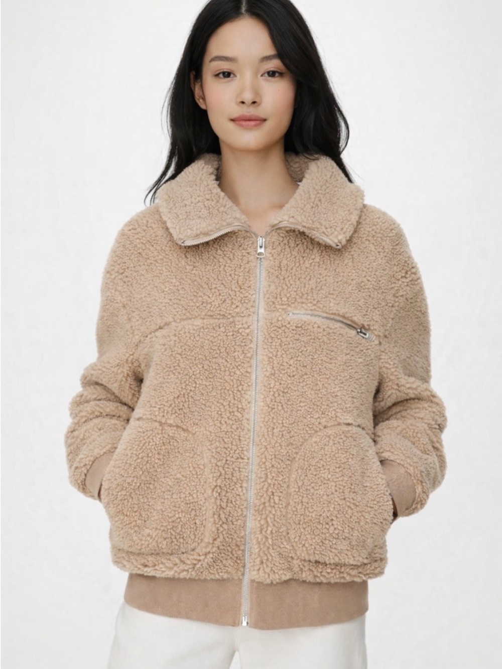 Aritzia Wilfred Free Teddy Sherpa Jacket XS Beige